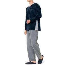 フリースだから軽くてあったか・毎年人気のシンプルTタイプパジャマ(男女兼用)Vネック