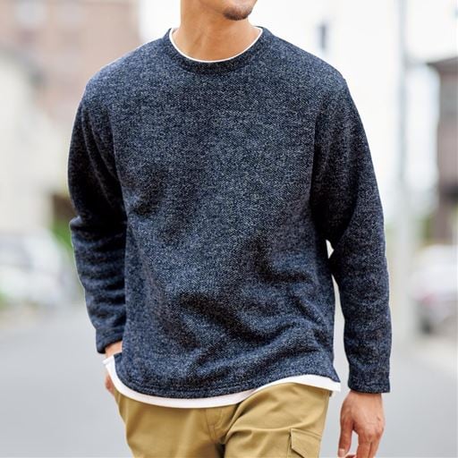 裏起毛フェイクレイヤードクルーネックTシャツ