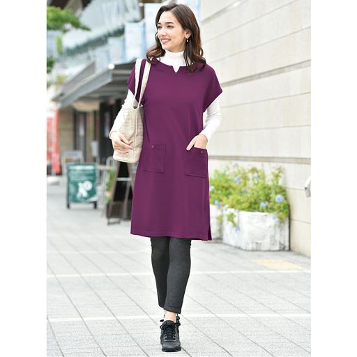 615☆さらっと涼やかロングチュニック ワンピース シャルレ M-L
