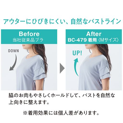 アウターにひびきにくい、自然なバストライン
