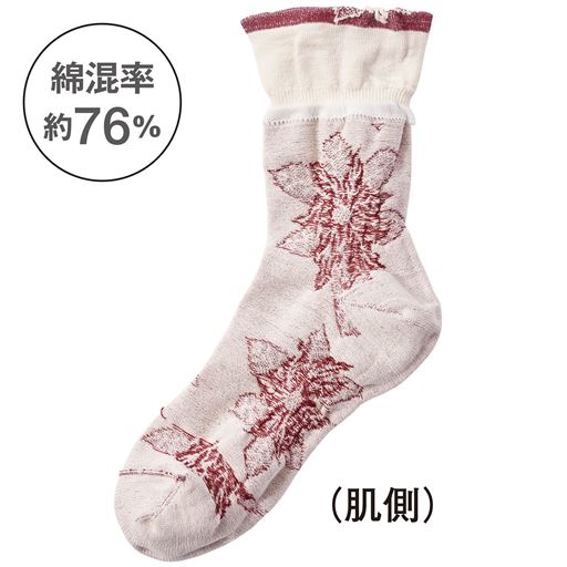 肌側のデコボコが少ないフラットな仕様で、綿の風合いが心地よく肌になじみます。