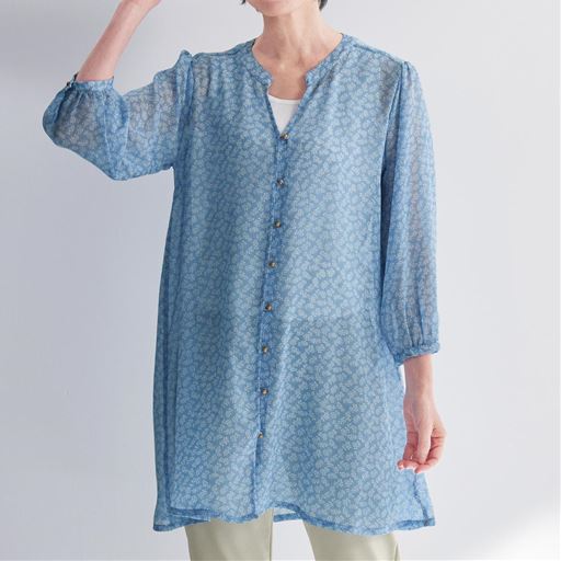 シフォン楊柳チュニックブラウス