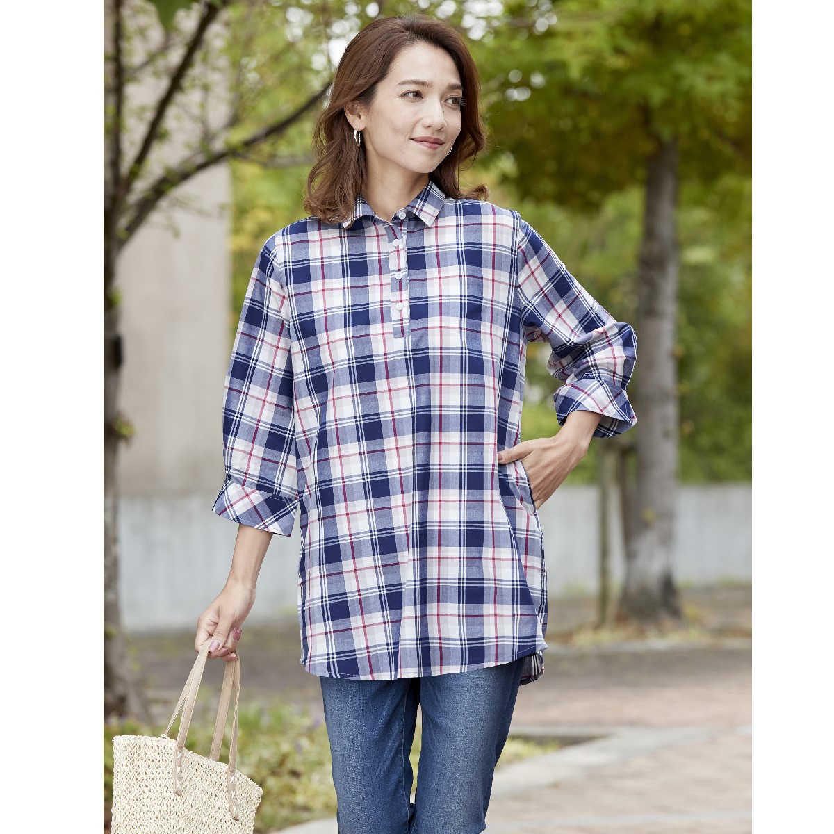 UVカットゆるチュニックシャツ - ファッション通販ならセシール