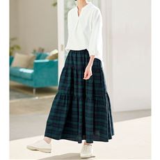 さらさらサッカー素材のティアードスカート