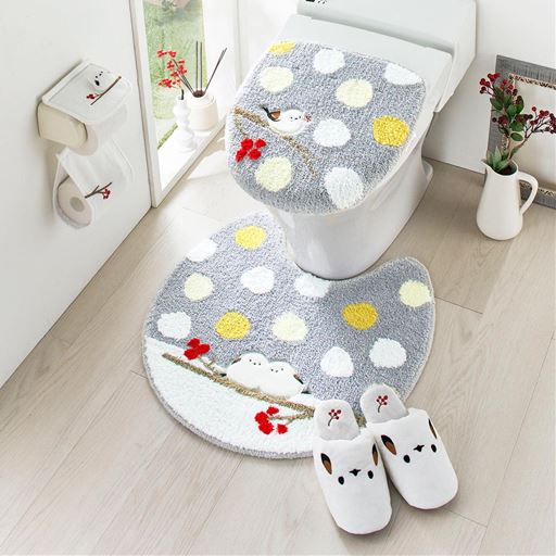 グレー ※商品はトイレフタカバーです。<br>※トイレマット:CG-639、ペーパーホルダーカバー:CG-640、スリッパ:WG-147を使用