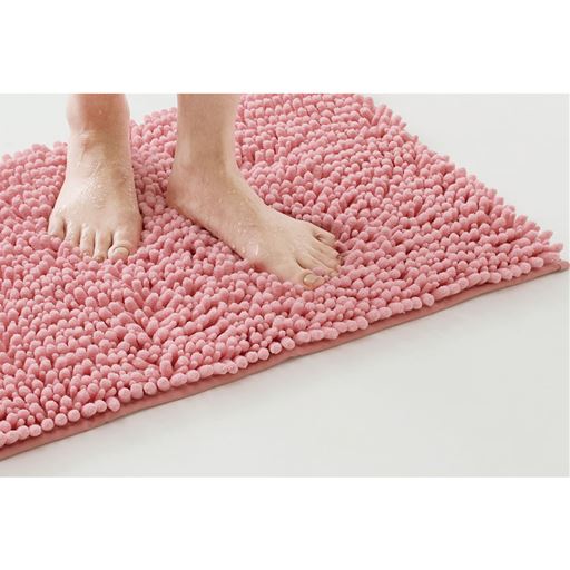 ピンク 横60×縦40cm 驚くほどグングン吸水!ボリュームたっぷりのモールで  指の間までサラサラに。