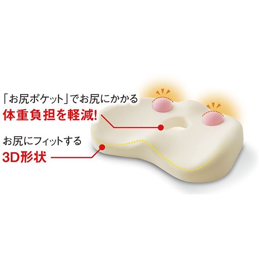 適度な硬さの「ほぐしボール」がお尻の筋肉のコリを押しほぐします。