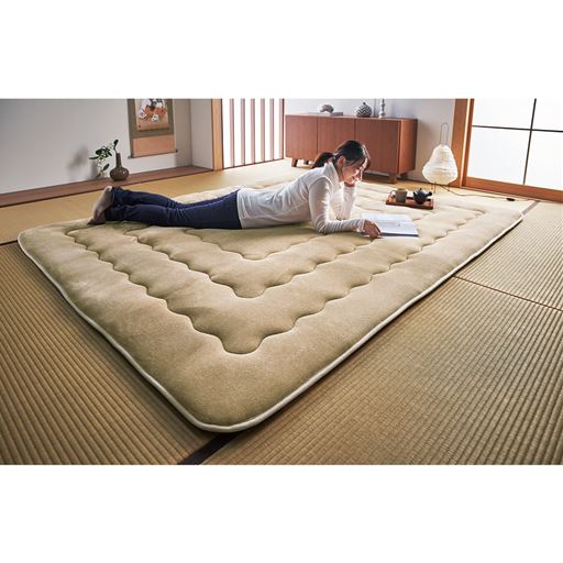ベージュ 横240×縦190cm 冷気カット&保温する6層構造節電しつつ、ぬっくぬく!