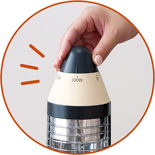 ここでON/OFFと温度調整(300W/600W)ができます。