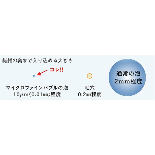 繊維の奥まで入り込める大きさ