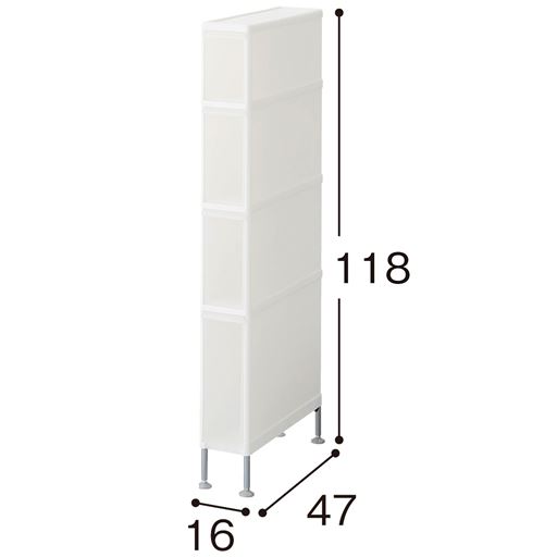 ホワイト E (幅16×高さ118cm/4段)<br>※寸法の単位はcmです。