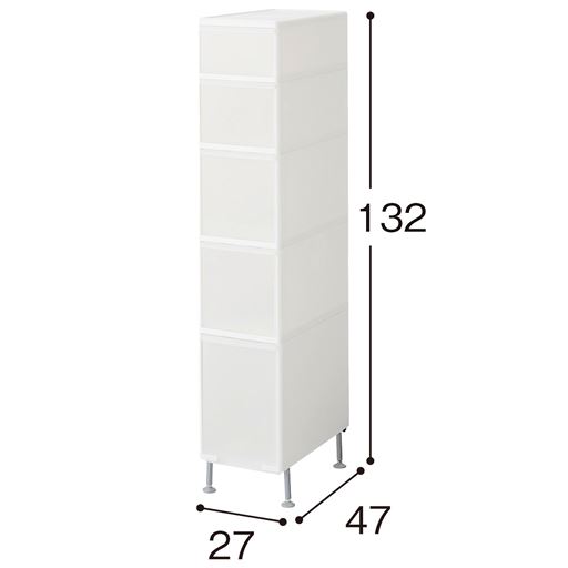 ホワイト J (幅27×高さ132cm/5段)<br>※寸法の単位はcmです。