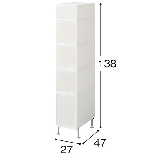 ホワイト K (幅27×高さ138cm/5段)<br>※寸法の単位はcmです。