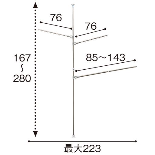 A(布団干し1本) ※寸法の単位は約cmです。