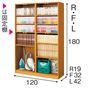 本体 内部構造 R (奥行19/幅120cm)・F (奥行32/幅120cm)・L (奥行42/幅120)<br>※寸法の単位はcmです。撮影のため扉は外しています。