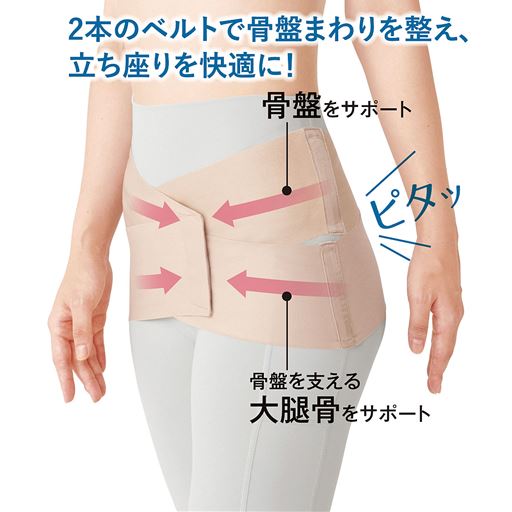 2本のベルトで骨盤まわりを整え、立ち座りを快適に!