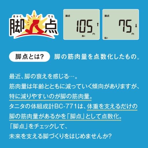 脚点とは?<br>脚の筋肉量を点数化したもの。