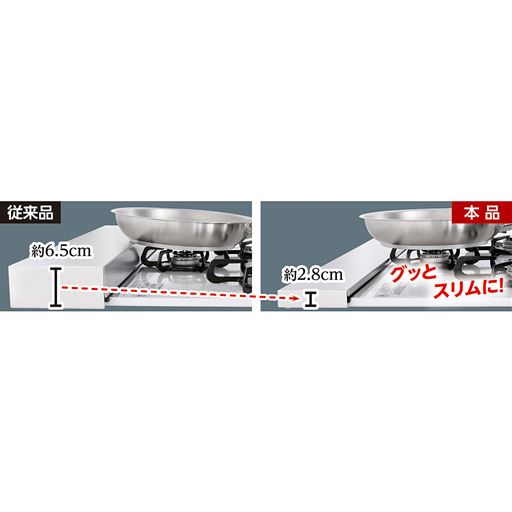 奥のコンロにフライパンを置いても干渉しにくくなりました