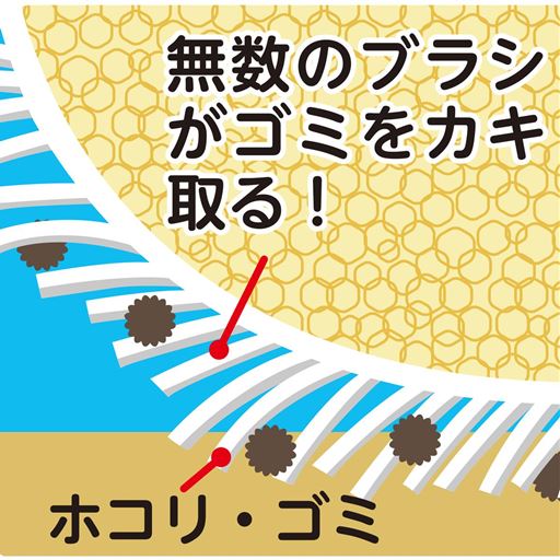 無数のブラシがゴミをカキ取る!