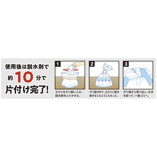 使用後は脱水剤で約10分で片付け完了!