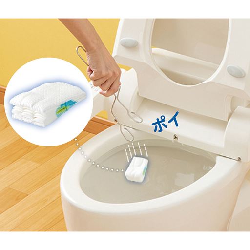 ステンレス製のハンドルに替えブラシを簡単取り付け。汚れたらそのままトイレに流せるのでいつも清潔です。 ※イメージ