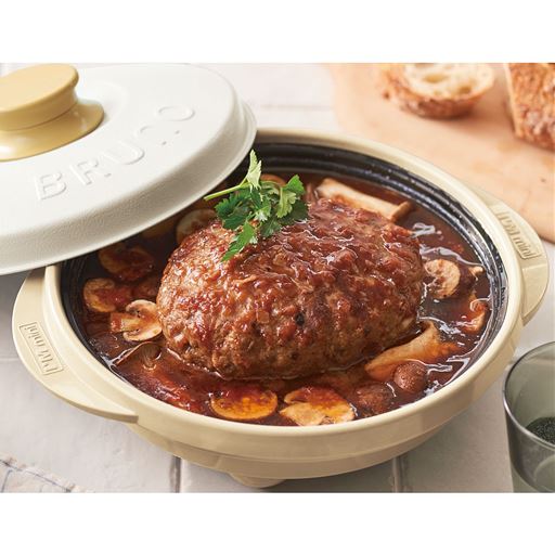 (ハンバーグ) 焼き・炒め・炊き・蒸し・茹で・煮る・揚げ物再加熱がこれ一つ! ハンバーグやパスタもこれ一つ! ハンバーグステーキきのこソース 600W:3分40秒+4分40秒