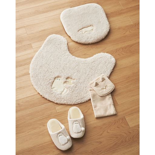 ベージュ ※商品はフタカバーです。<br>※トイレマット:CG-604、ペーパーホルダーカバー:CG-605、スリッパ:WG-116を使用