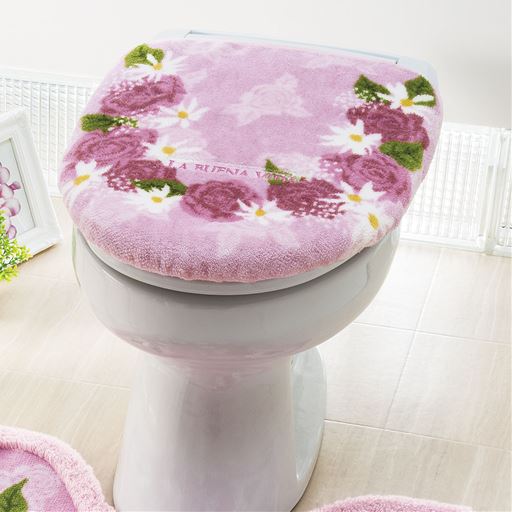 ローズ<br>エレガントな花柄が美しいトイレフタカバーです。