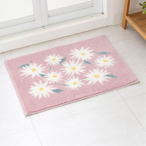 ピンク(横60×縦45cm)<br>明るくかわいいデイジー柄でバスルームが華やかに。