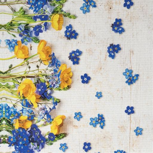 生地拡大(ブルー)<br>イタリアの花畑を感じさせる鮮やかな色彩。