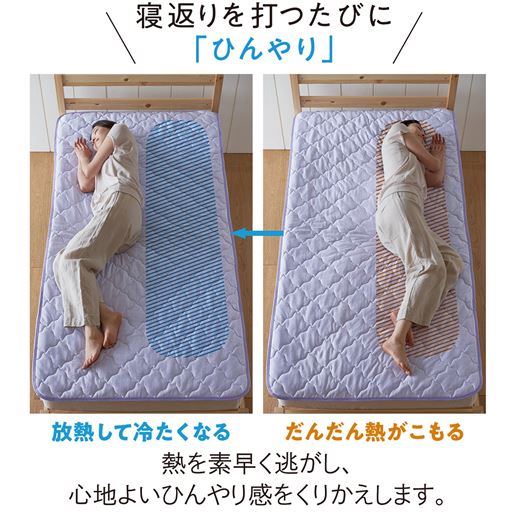熱を素早く逃がし、寝返りを打つたびにひんやり快適。