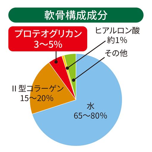 水なしでも噛んでそのまま食べられるサプリメント。プロテオグリカンはもともとひざ軟骨に含まれる主成分。そのためグルコサミンよりも体内での活用効率が良いと言われています。