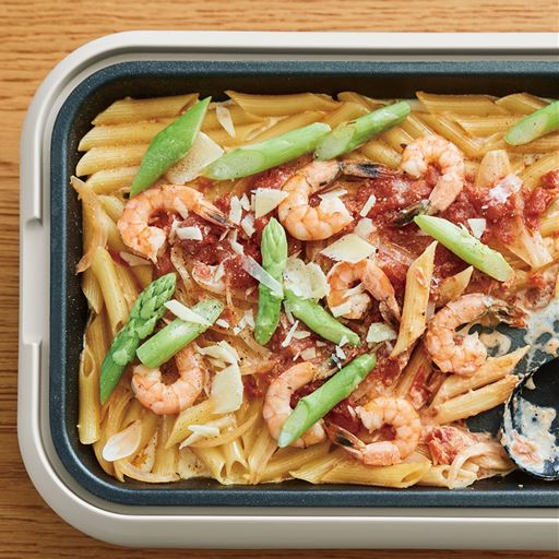 フラットプレートでショートパスタも