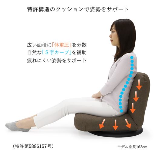 体重圧を分散し、負担が少ない姿勢をサポートします。