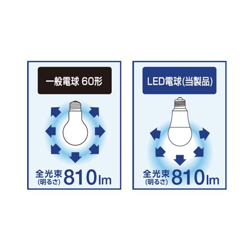 一般の電球とは光の広がり方が異なります。