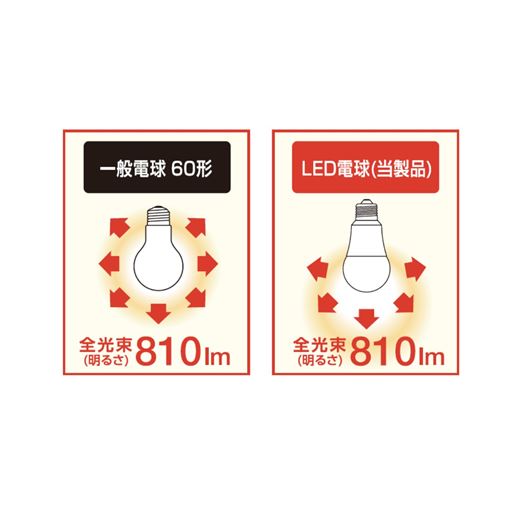 一般の電球とは光の広がり方が異なります。