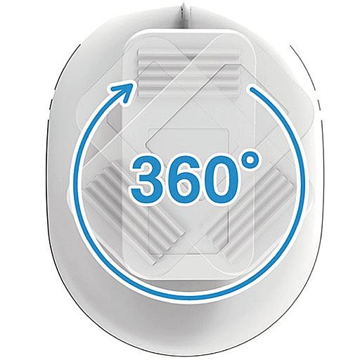 しっかりつかめるラバー素材のクリップは360°回転し、調節も自在に。