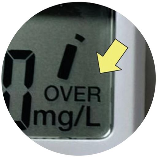 測定結果で上限数値を超えるとピピピと音がし「OVER」が点滅します。