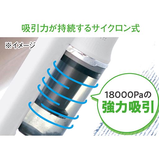 パワフルな吸引力でゴミだけをダストカップに集じん。フィルターの目詰まりも少なく、お掃除もラクラク!