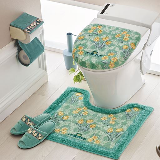 グリーン ※商品はスリッパです。<br>いつものトイレを華やかに模様替え。