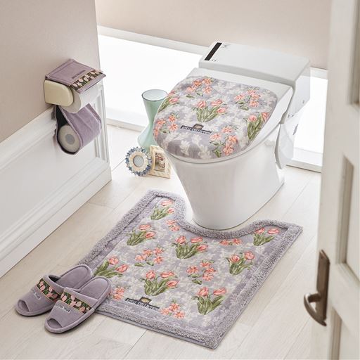 グレー ※商品はスリッパです。<br>※トイレフタカバー:CG-606、トイレマット:CG-607、ペーパーホルダーカバー:CG-608を使用