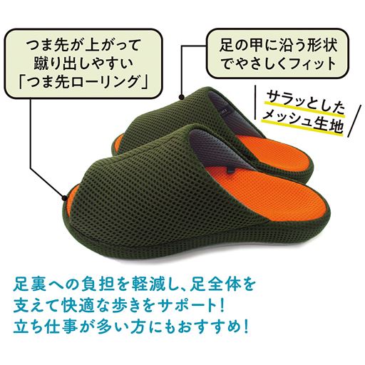 足裏への負担を軽減し、足全体を支えて快適な歩きをサポート。立ち仕事が多い方にもおすすめ。