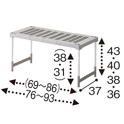 A(押し入れ用ロー) ※寸法の単位はcm、( )内は内寸です。<br>※高さ内寸は最も高く設定したときと最も低く設定したときのものです。