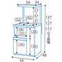 B(扉タイプ)※寸法の単位はcm、()は内寸です。<br>※B(扉タイプ)には米びつはついていません。