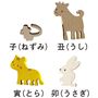 (左上から)子(ねずみ) 丑(うし) 寅(とら) 卯(うさぎ)