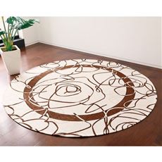 イタリア製マット・ラグ(カメリア)/ツバキの花とリーフ アクセントラグ 洗濯機で丸洗いOK