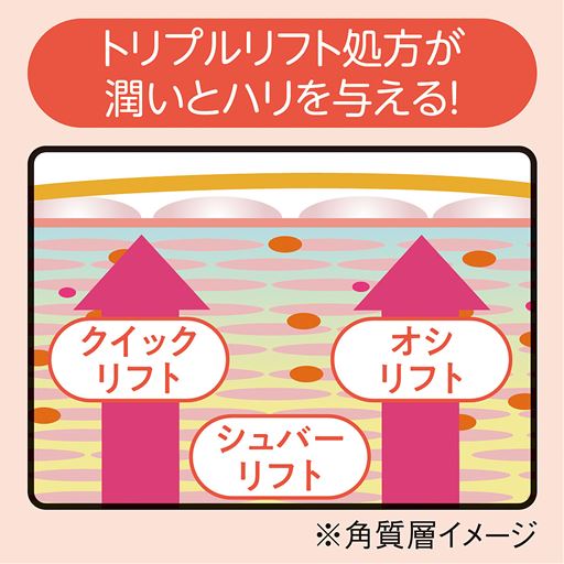 トリプルリフト処方が潤いとハリを与える!<br>※角質層イメージ