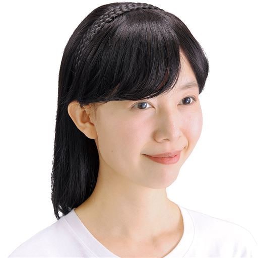 人毛前後カチューシャ付きエクステ