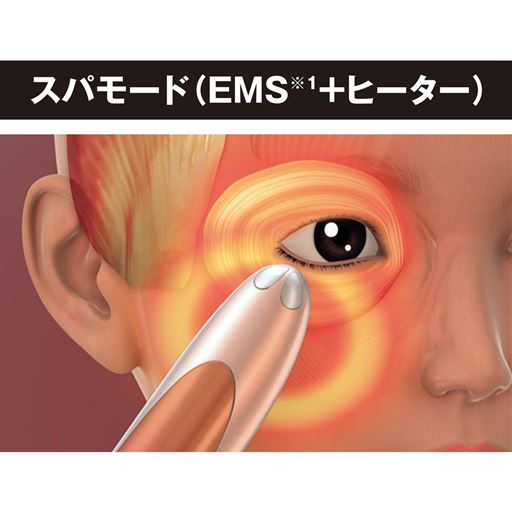 EMS(※1)と同時に約39℃のヒーターが心地よくお肌を温めます。(電極ヘッド大のみ)<br>※1 電流で筋肉を刺激する運動<br>※イメージ