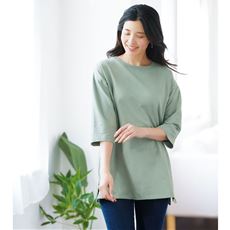 7分袖チュニックプルオーバー(綿混ストレッチ)